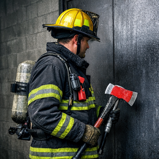 firefighter with axe